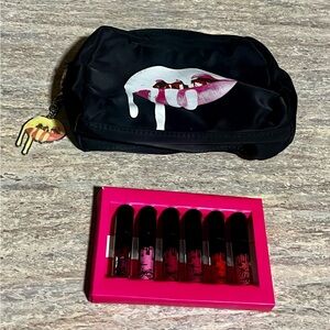New Kylie Cosmetics 6-Piece Matte Liquid Lipstick Set & Cosmetic bag & Keychain